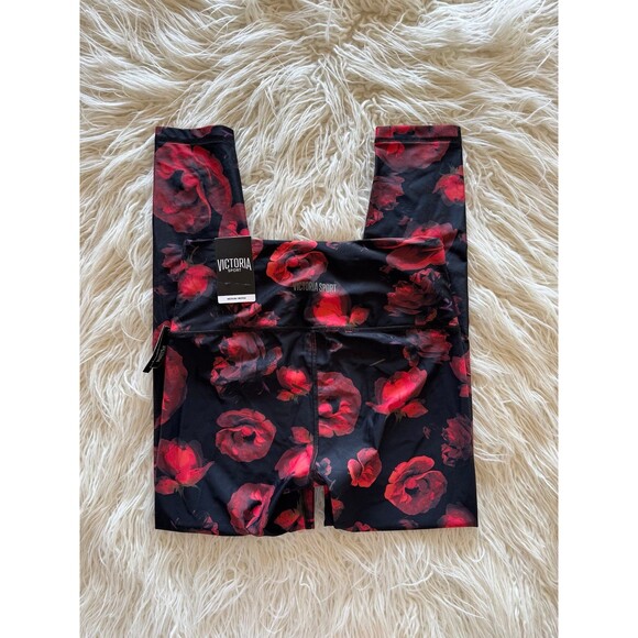 Victoria Sport Leggings Red Roses Size Medium - Picture 1 of 10
